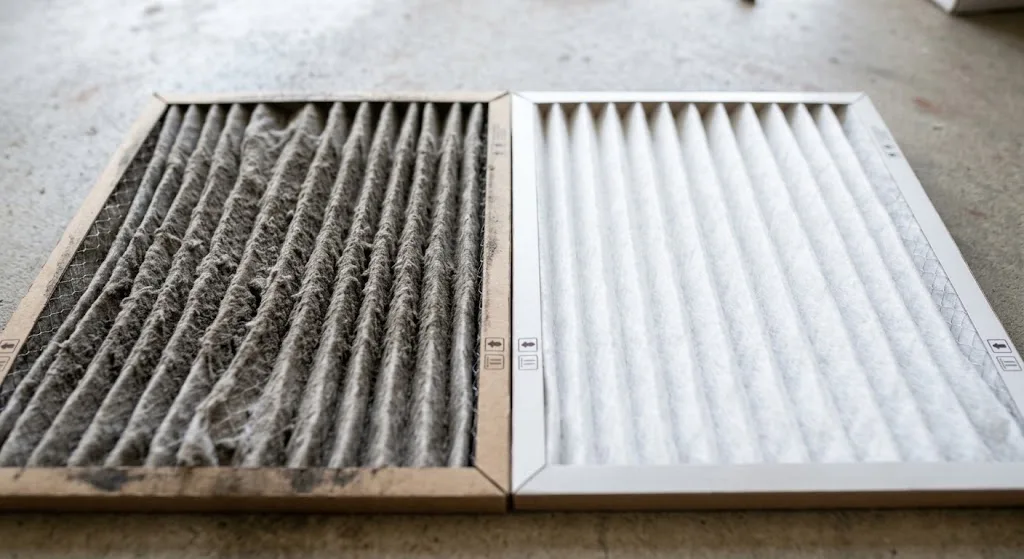 Checking HVAC filters and return-air grilles for smoke and ash buildup