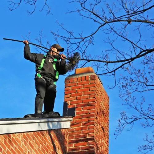 Chimney brush removing creosote buildup from a flue