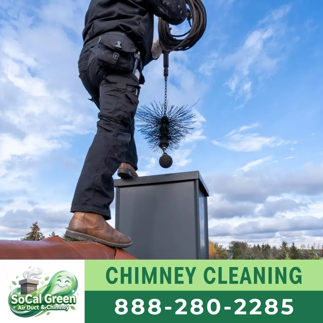 Chimney technician performing camera inspection