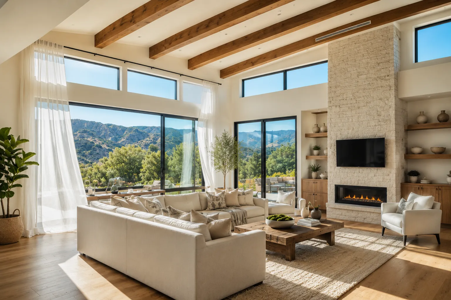 Fresh and healthy modern living room in a Simi Valley California home after professional HVAC and air duct cleaning.